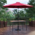 Flash Furniture Faux Teak 30 x 48 Patio Table-Red Umbrella & Base XU-DG-UH3048-UB19BRD-GG